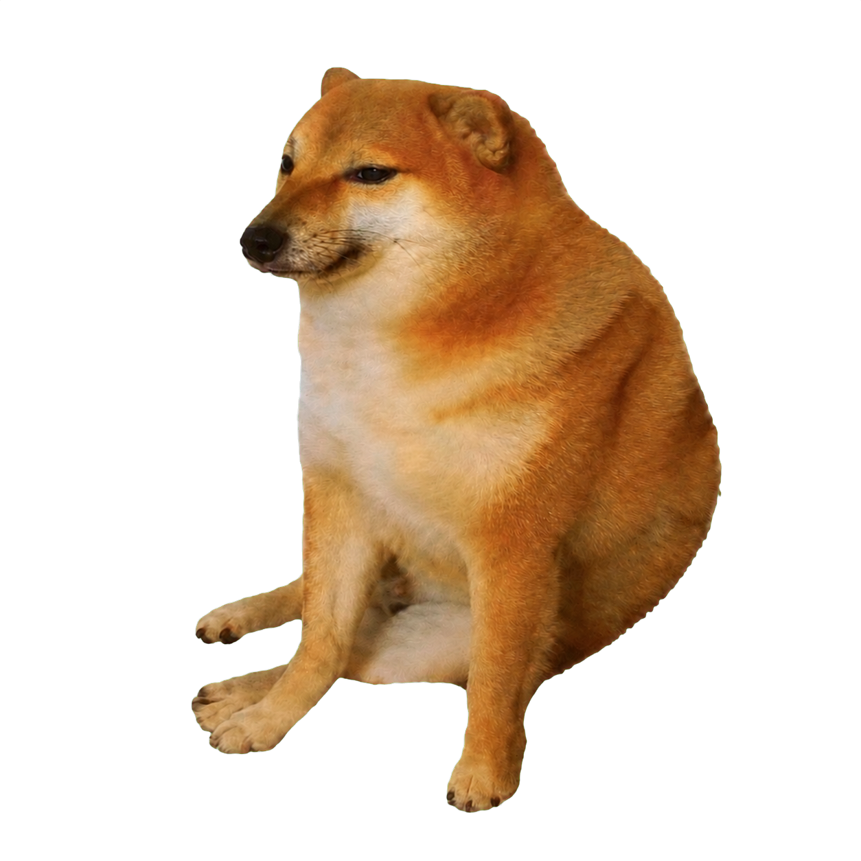 The CashDog, a sitting Shiba Inu with a transparent background